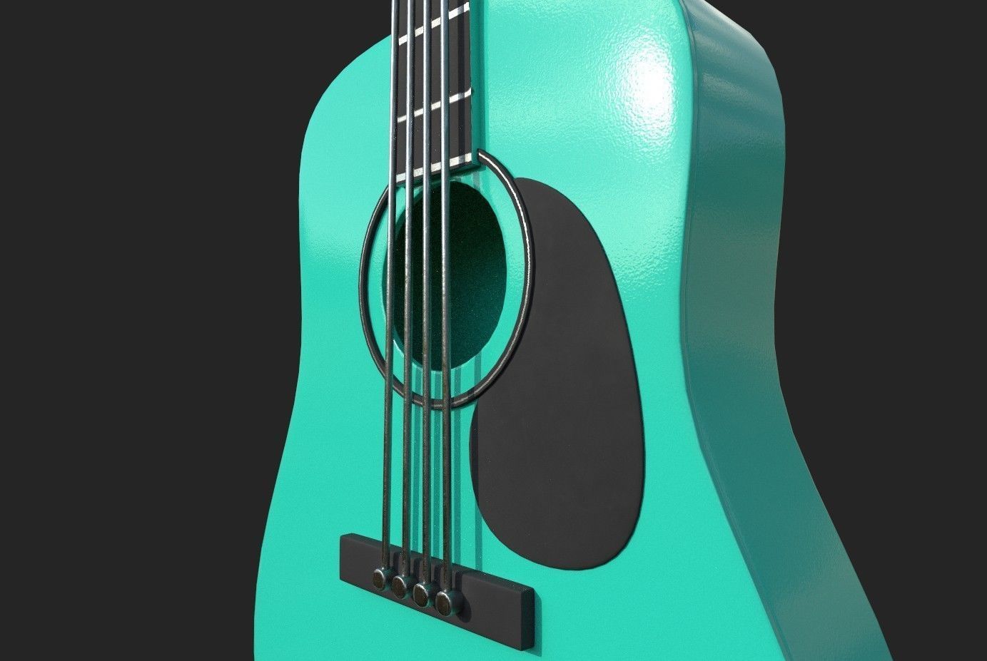 Guitar green Low-poly 3D model_10