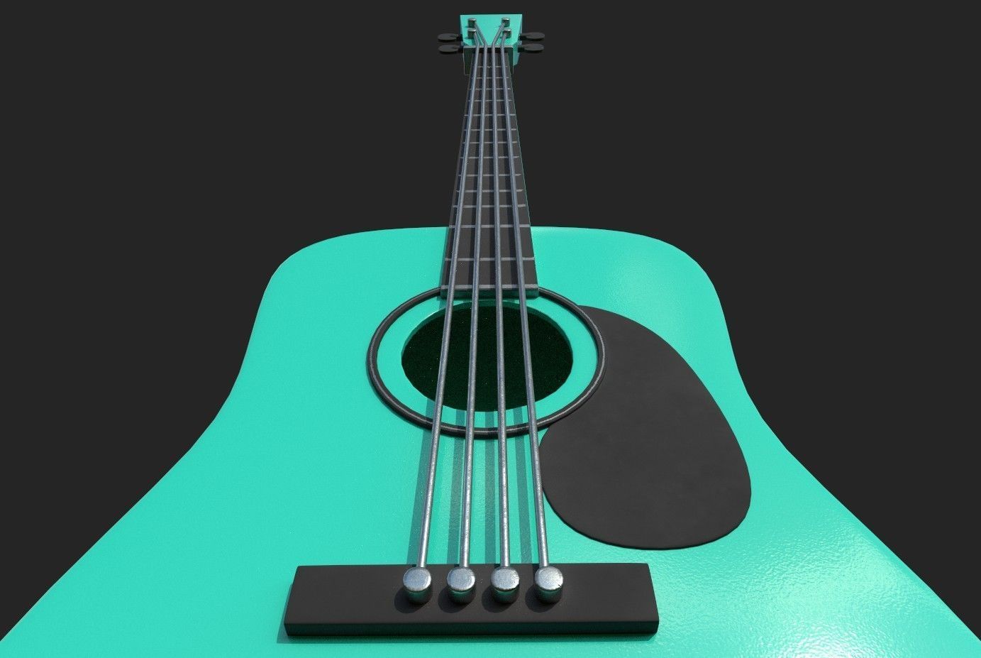 Guitar green Low-poly 3D model_8