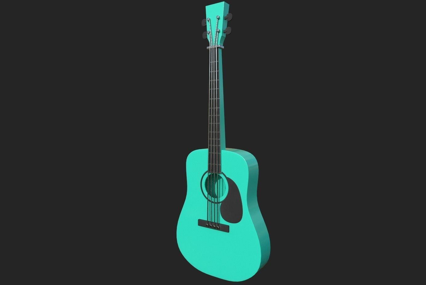 Guitar green Low-poly 3D model_6