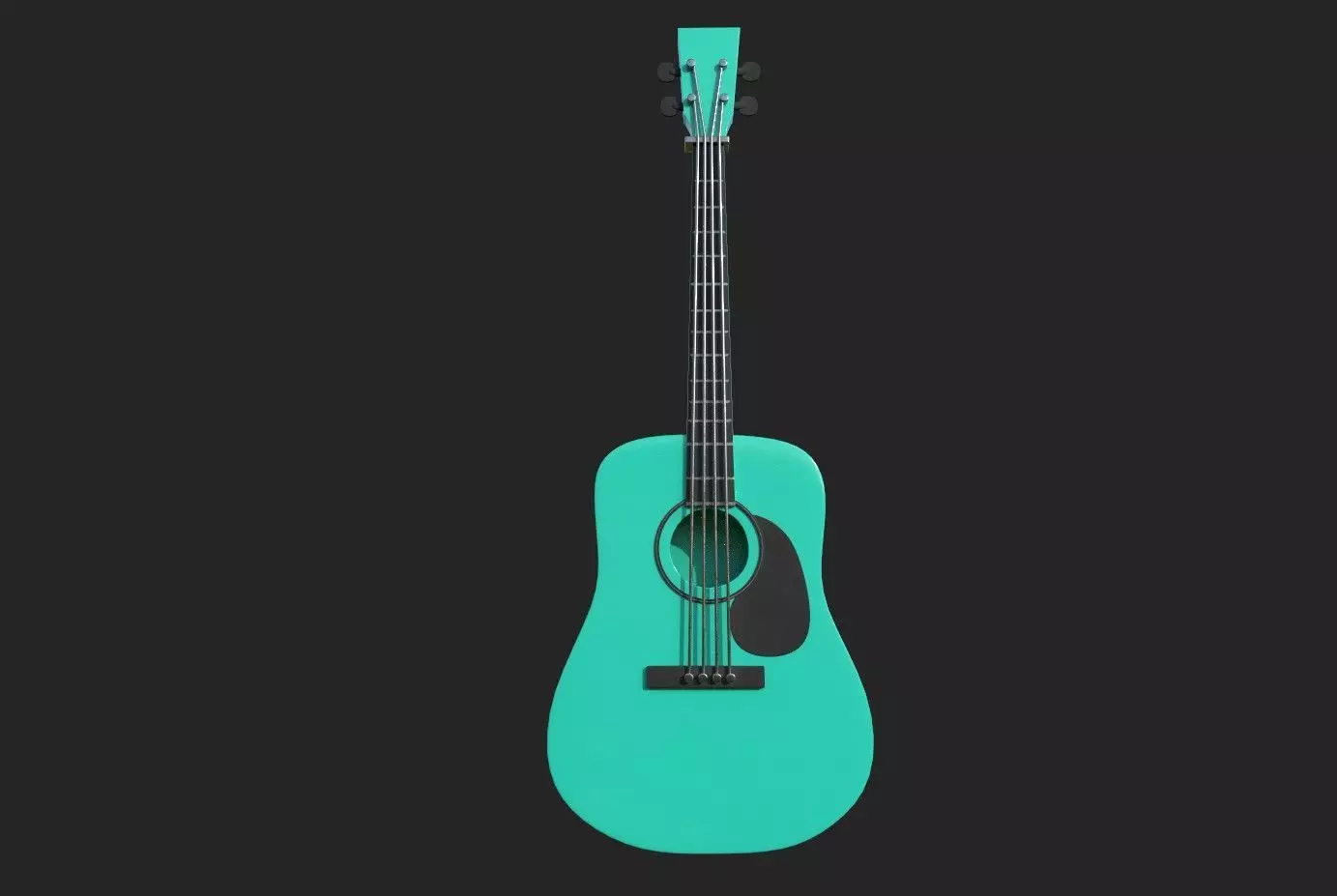 Guitar green Low-poly 3D model_0