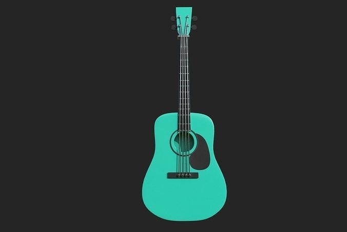 Guitar green Low-poly 3D model