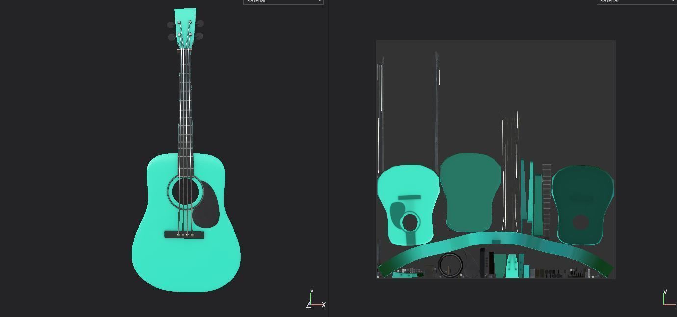 Guitar green Low-poly 3D model_11