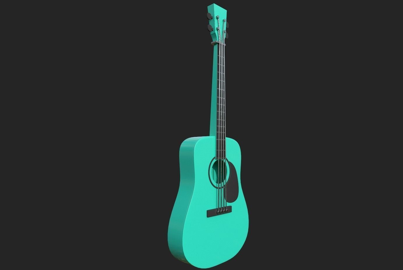 Guitar green Low-poly 3D model_1
