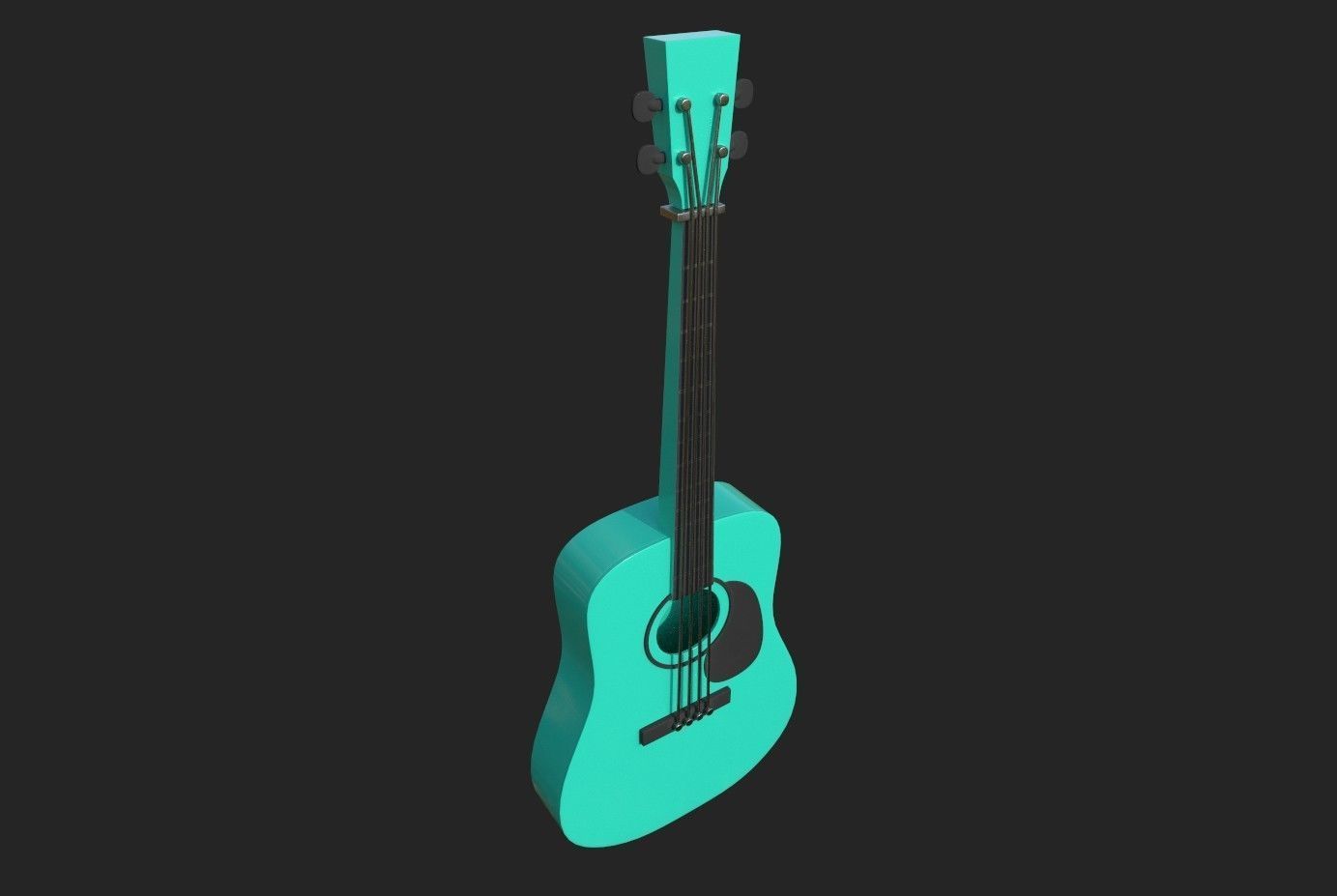 Guitar green Low-poly 3D model_5