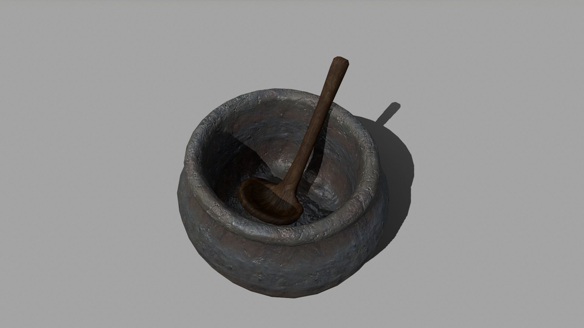 Alchemy Set pot with wooden spoon Low-poly 3D model_5