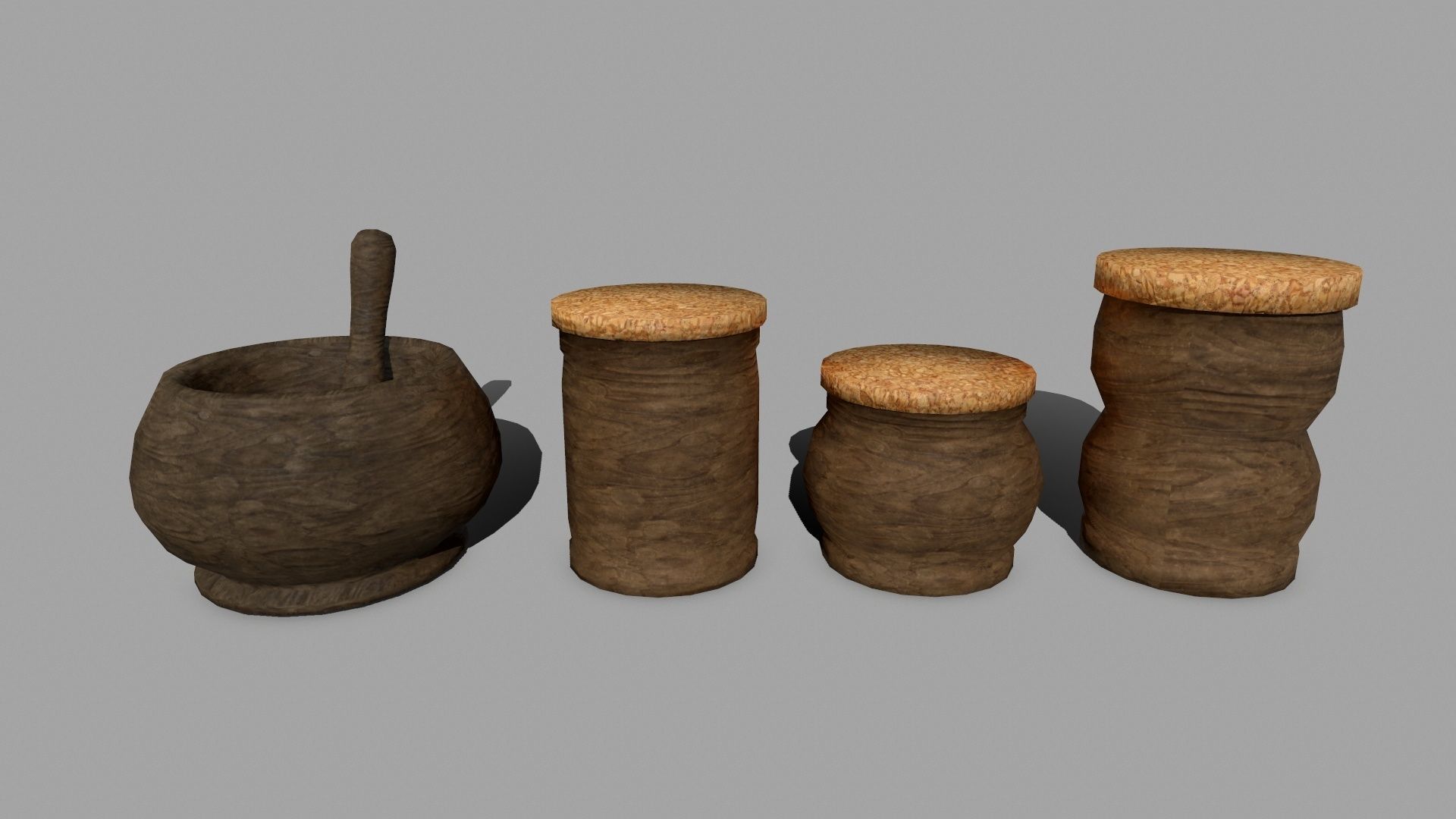 Alchemy Set pot with wooden spoon Low-poly 3D model_14