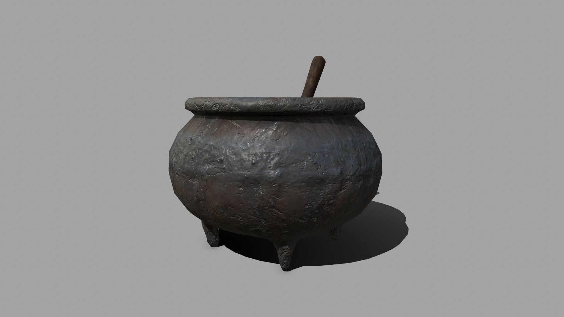 Alchemy Set pot with wooden spoon Low-poly 3D model_6