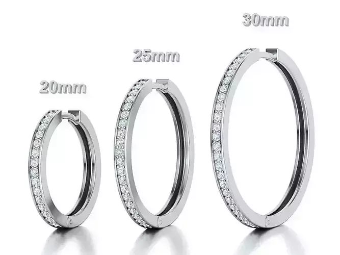 Hoop Earrings 3dmodels 20mm 25mm 30mm Collection with discount  