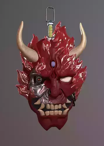 CyberDemon demon mask hanging from light bulb