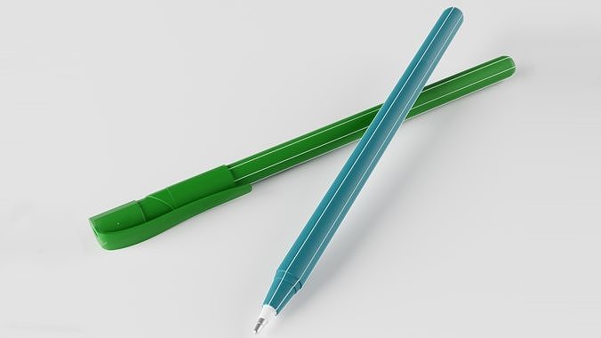 Pencil two pens Free low-poly 3D model