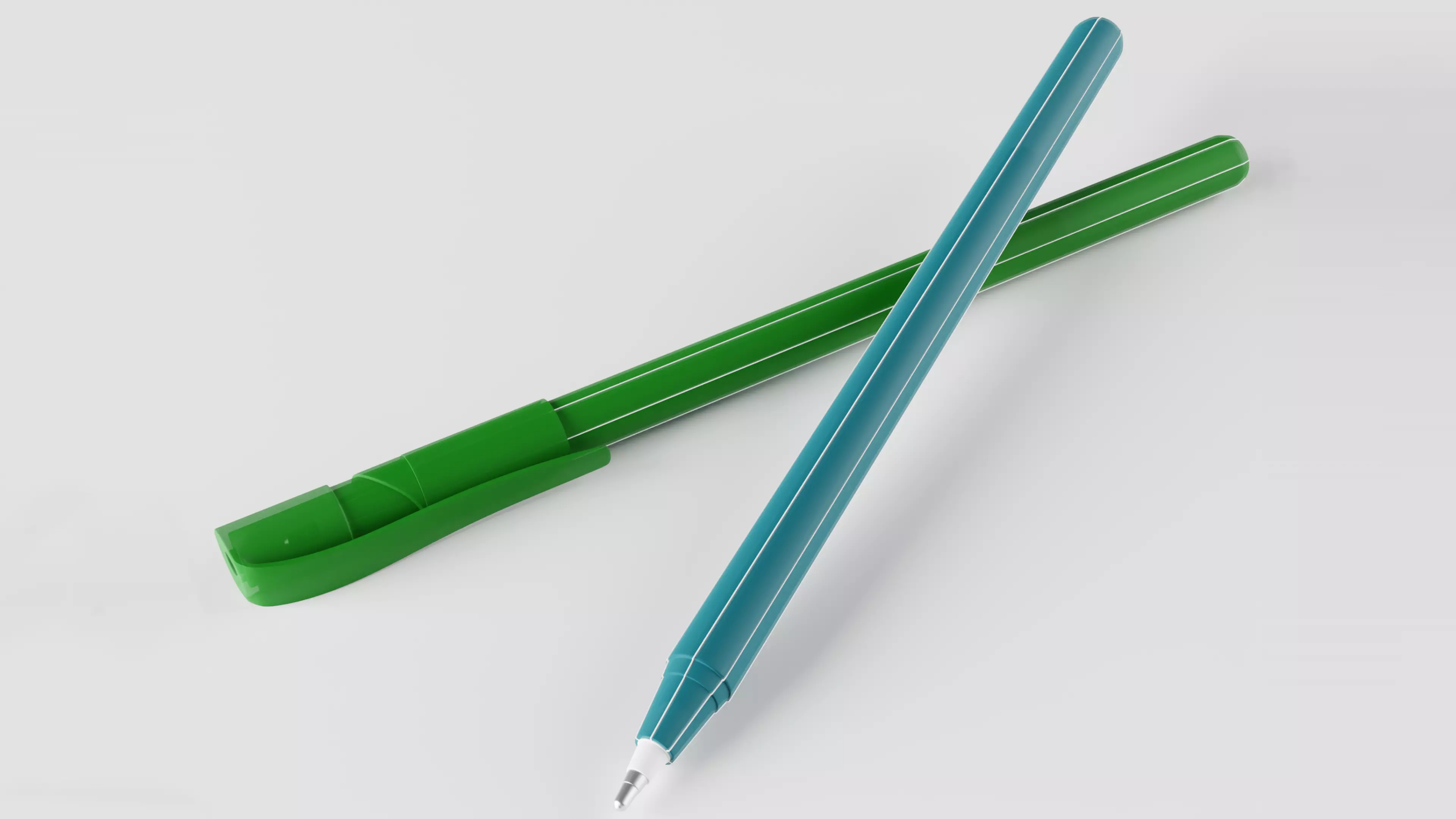 Pencil two pens Free low-poly 3D model