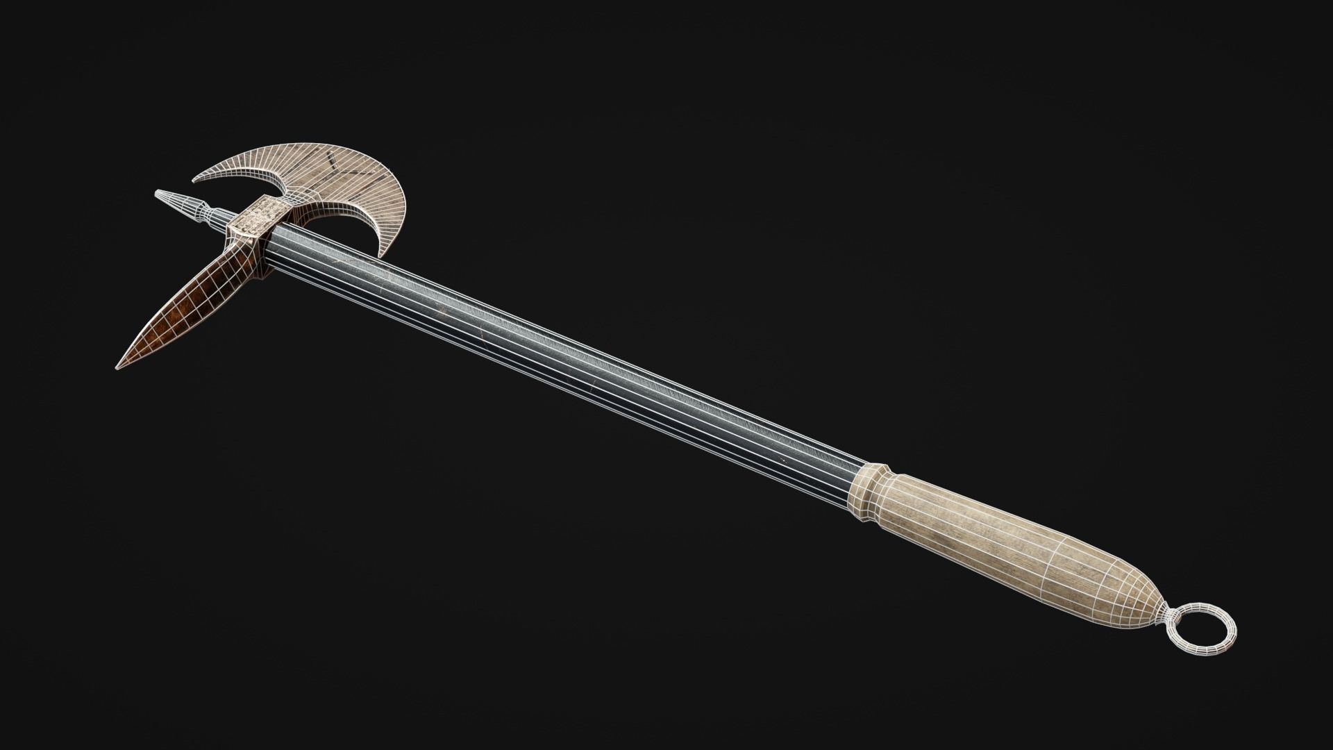 Iron Battle Axe Low-poly 3D model_3