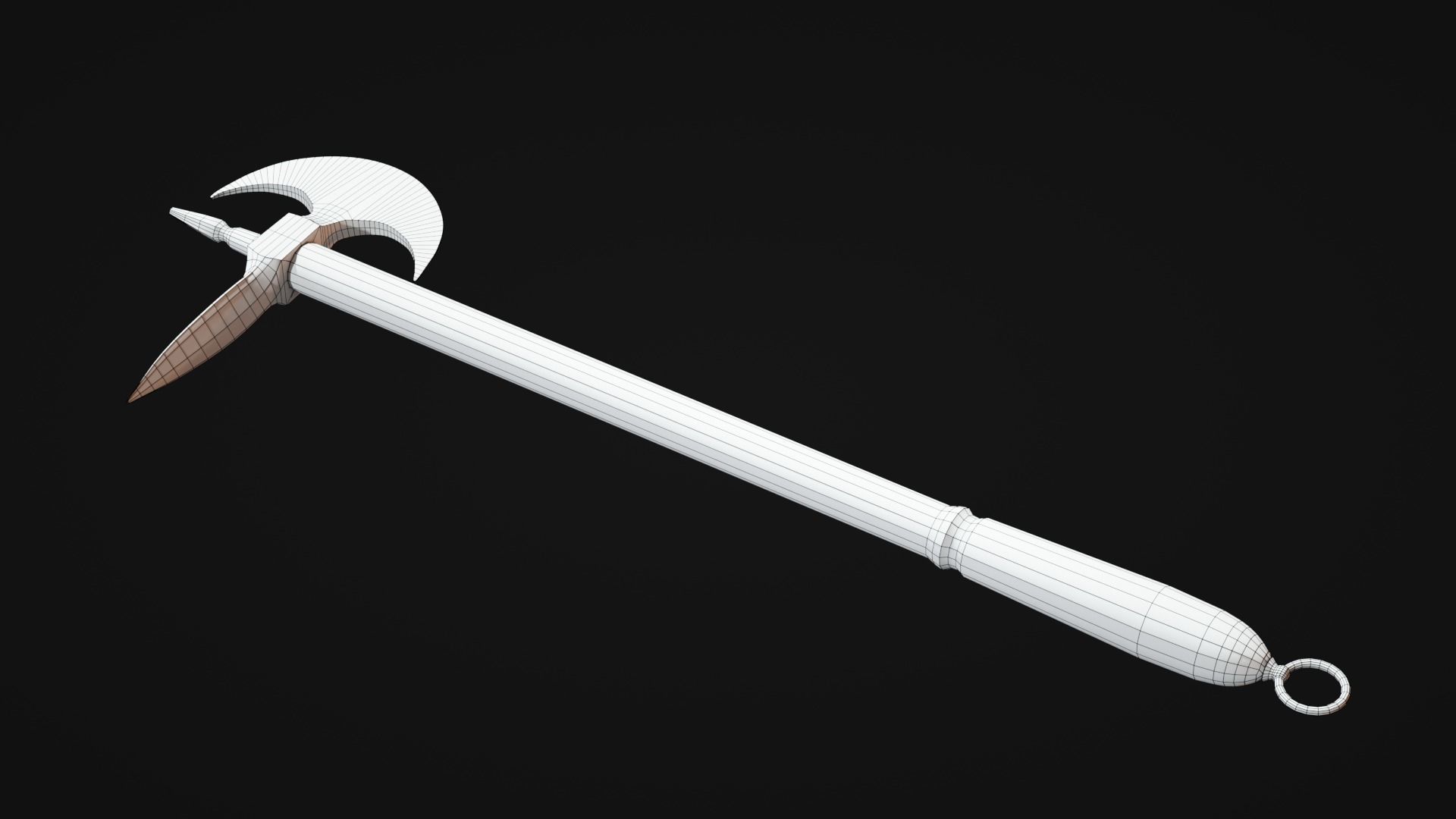 Iron Battle Axe Low-poly 3D model_1