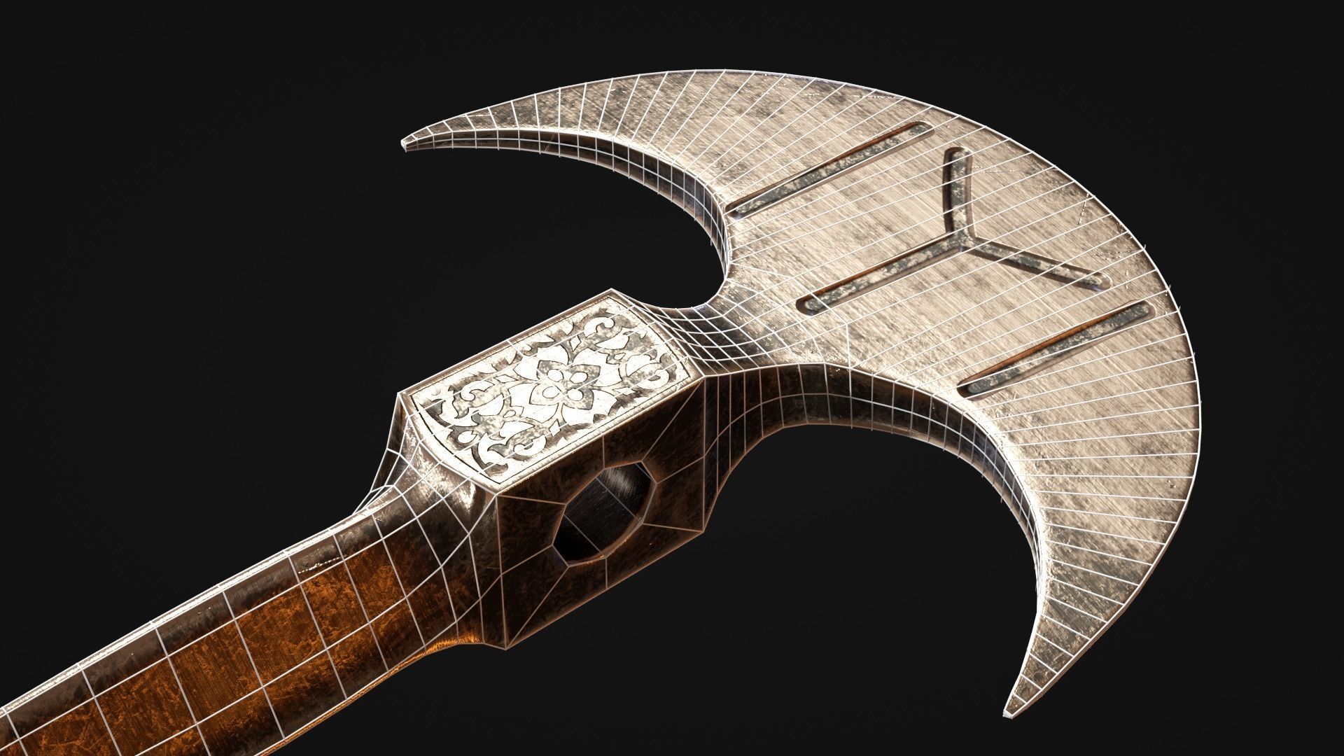 Iron Battle Axe Low-poly 3D model_8