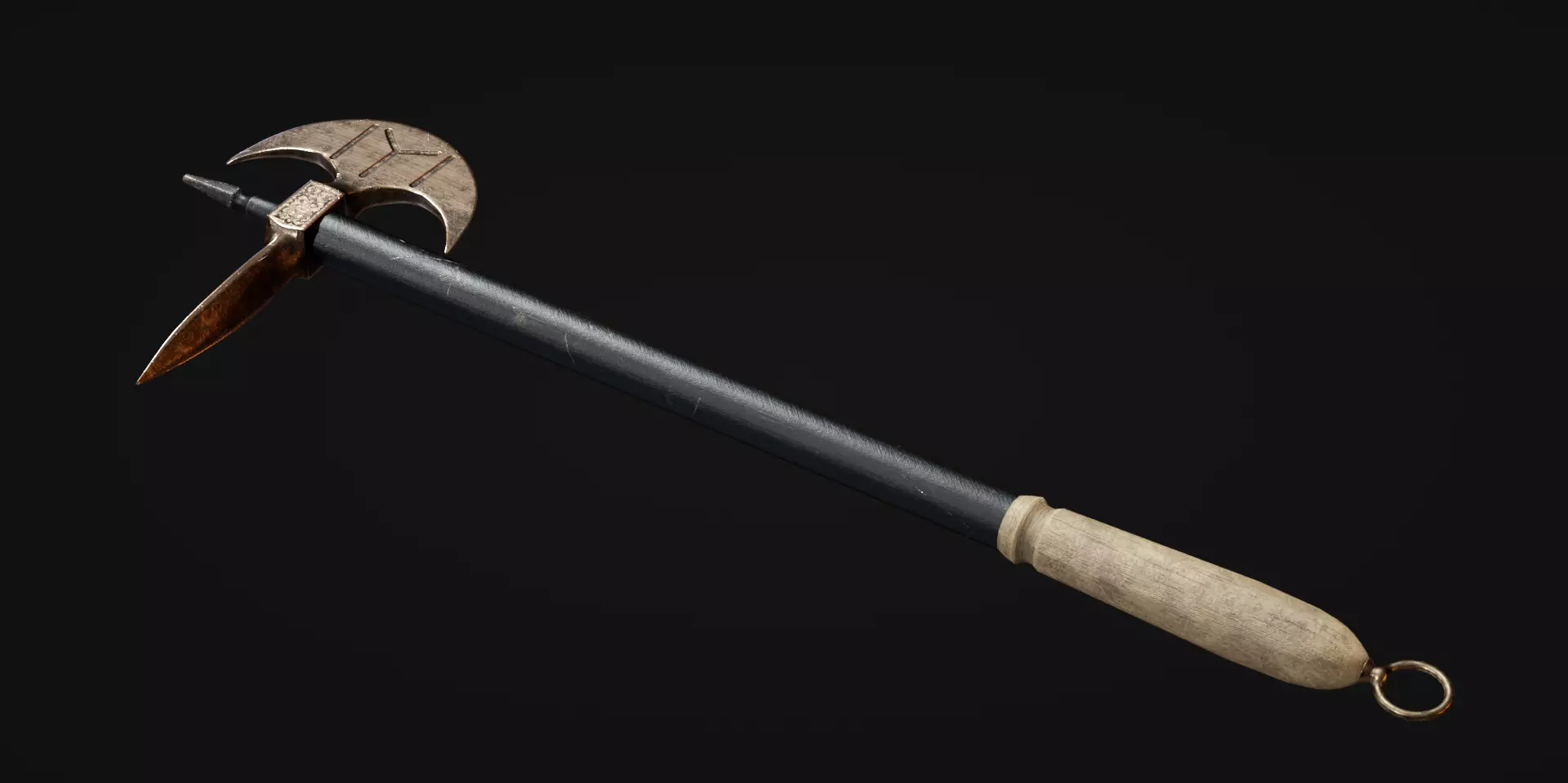 Medieval Iron Battle Axe - Viking Style Game Ready PBR Low-poly 3D model