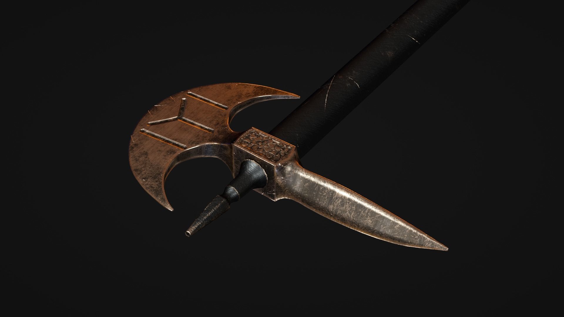 Iron Battle Axe Low-poly 3D model_4