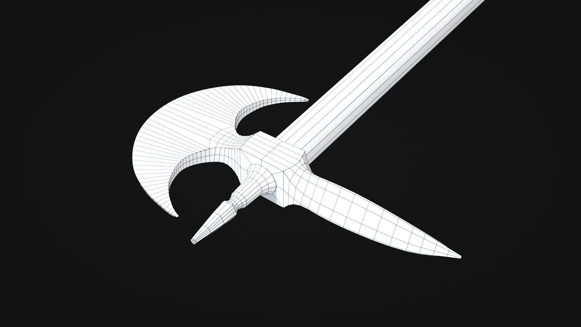 Iron Battle Axe Low-poly 3D model_5