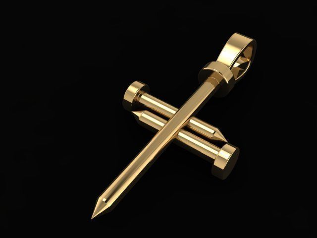 Nail Cross Pendant 3D print model_3