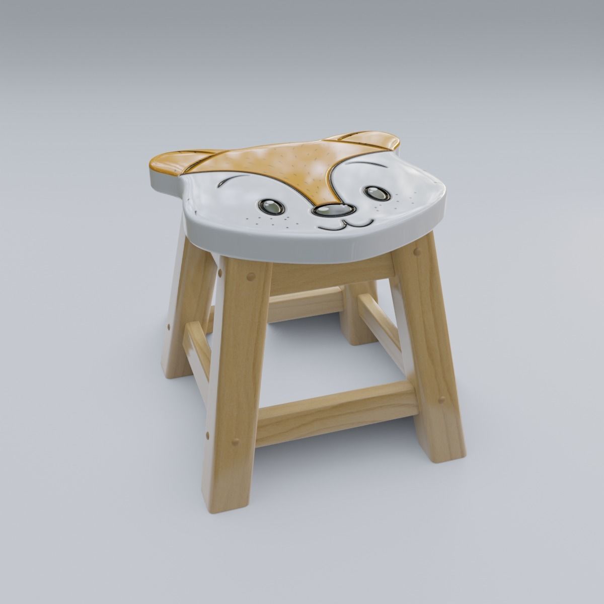 Child Step Stool Fox 3D model_26
