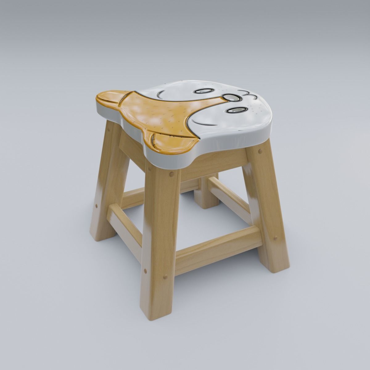 Child Step Stool Fox 3D model_8