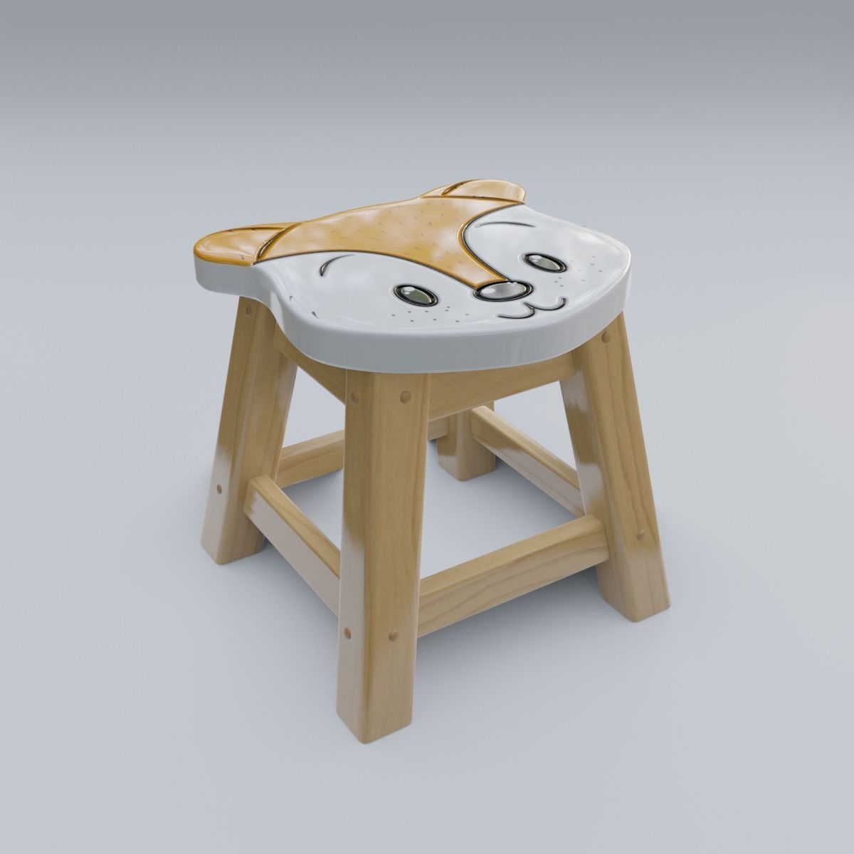 Child Step Stool Fox 3D model_27