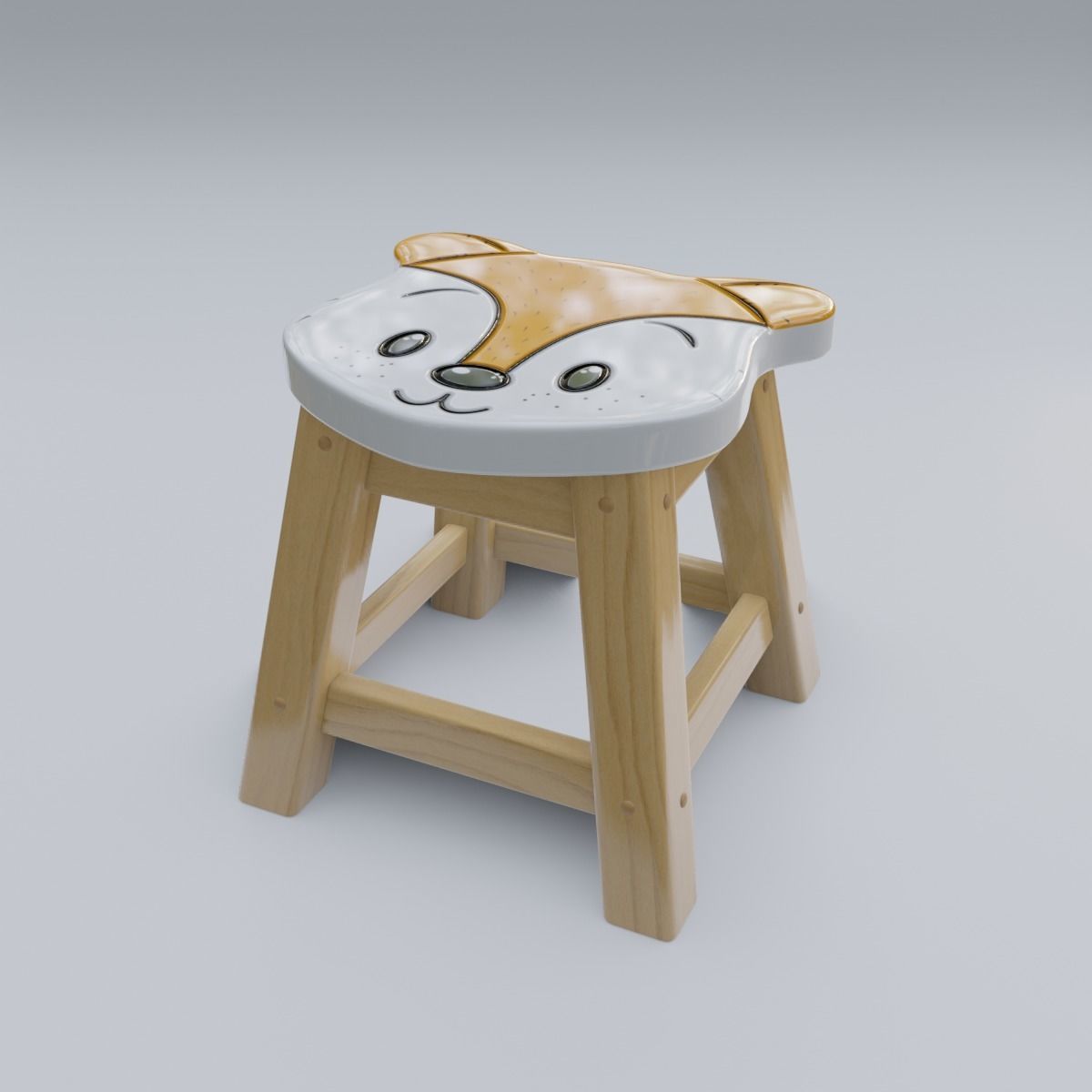 Child Step Stool Fox 3D model_23