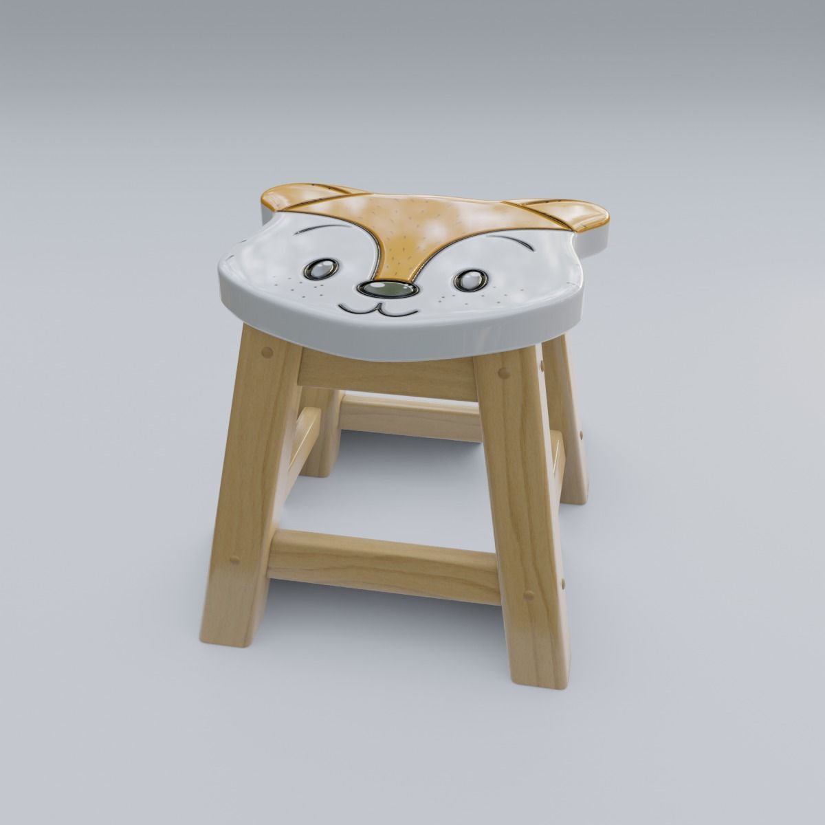 Child Step Stool Fox 3D model_24