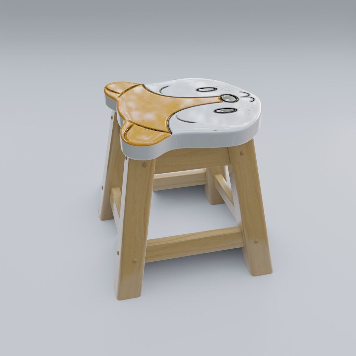 Child Step Stool Fox 3D model_7