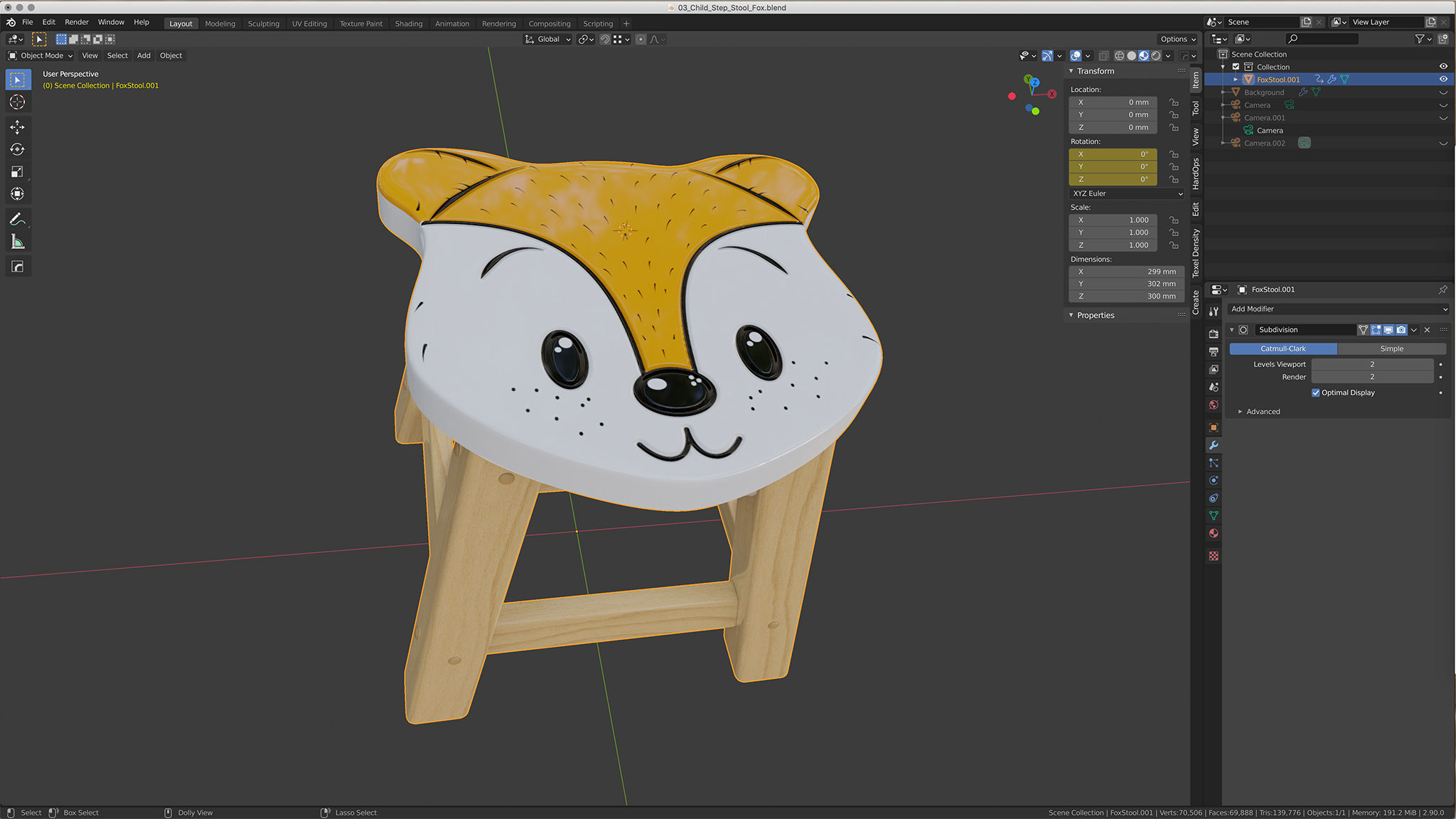 Child Step Stool Fox 3D model_5