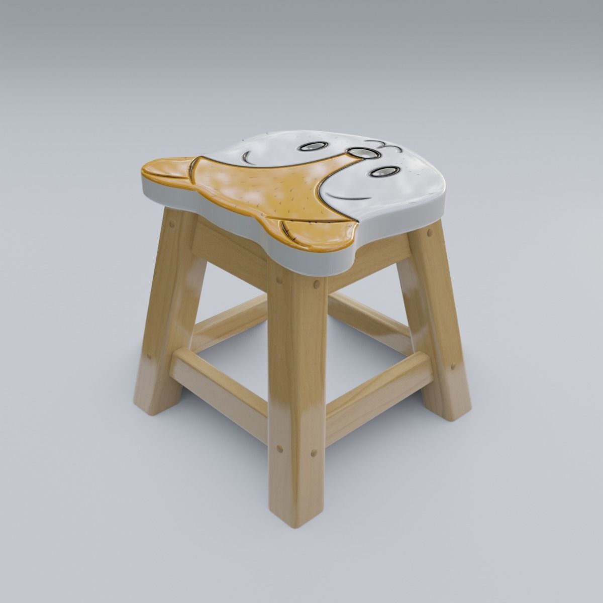 Child Step Stool Fox 3D model_9