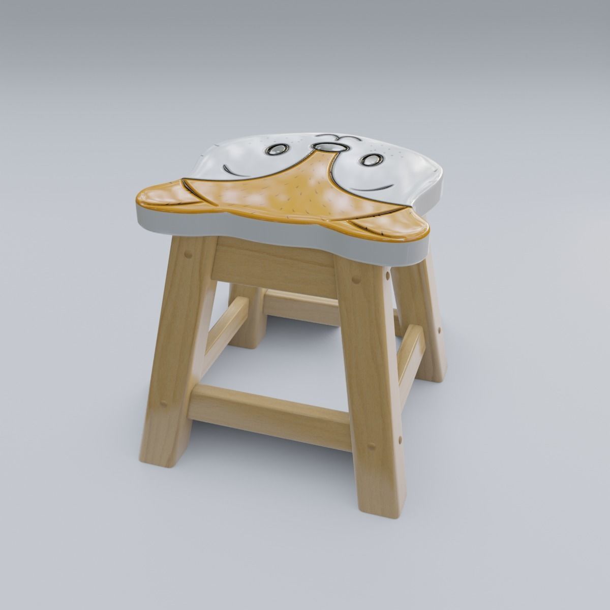 Child Step Stool Fox 3D model_11