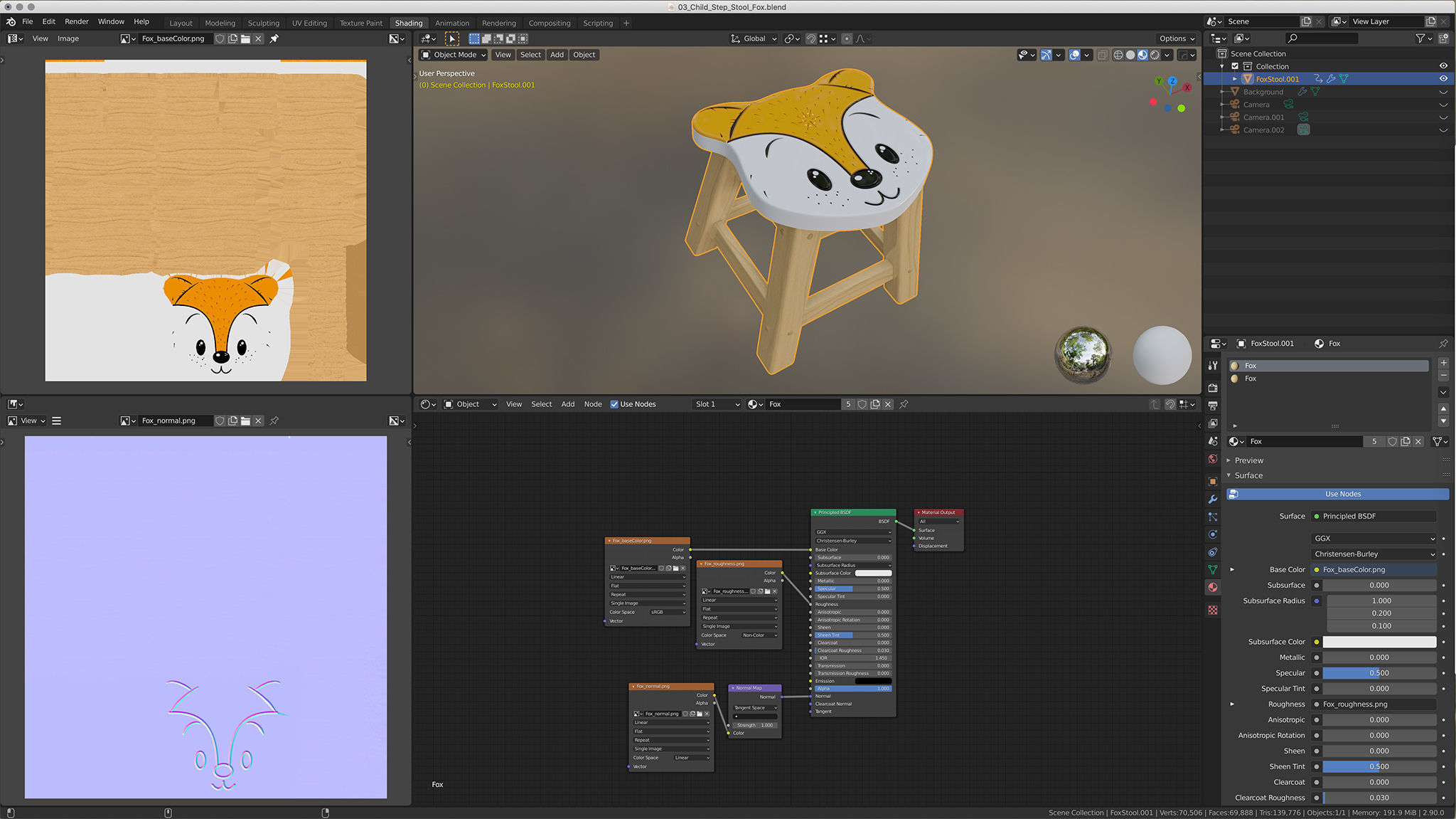 Child Step Stool Fox 3D model_4