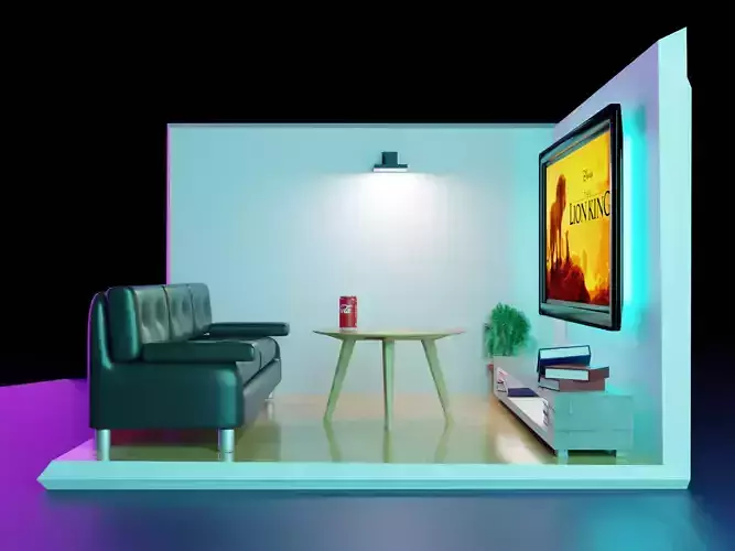 Realistic living room 3D model