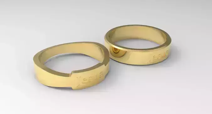 Jesus Couple Ring Gold
