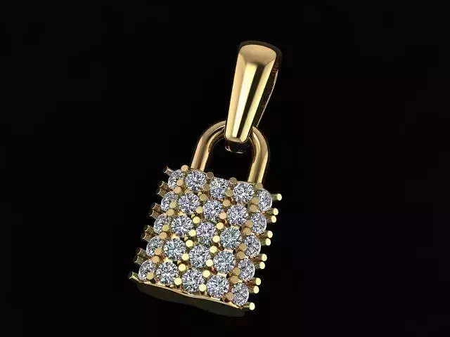 Dainty Diamond Lock Pendant