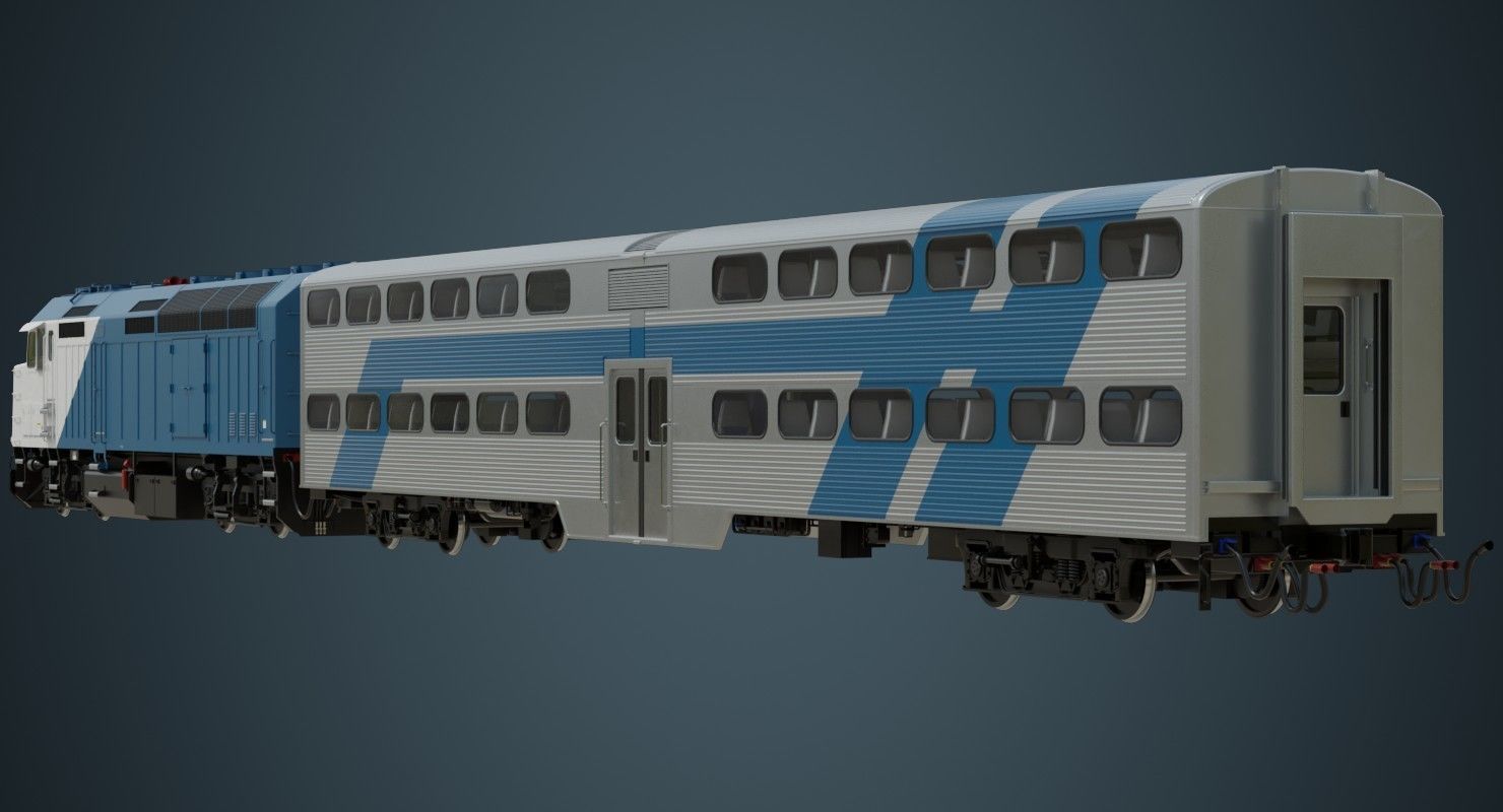Locomotive And Railcar 1A Low-poly 3D model_4