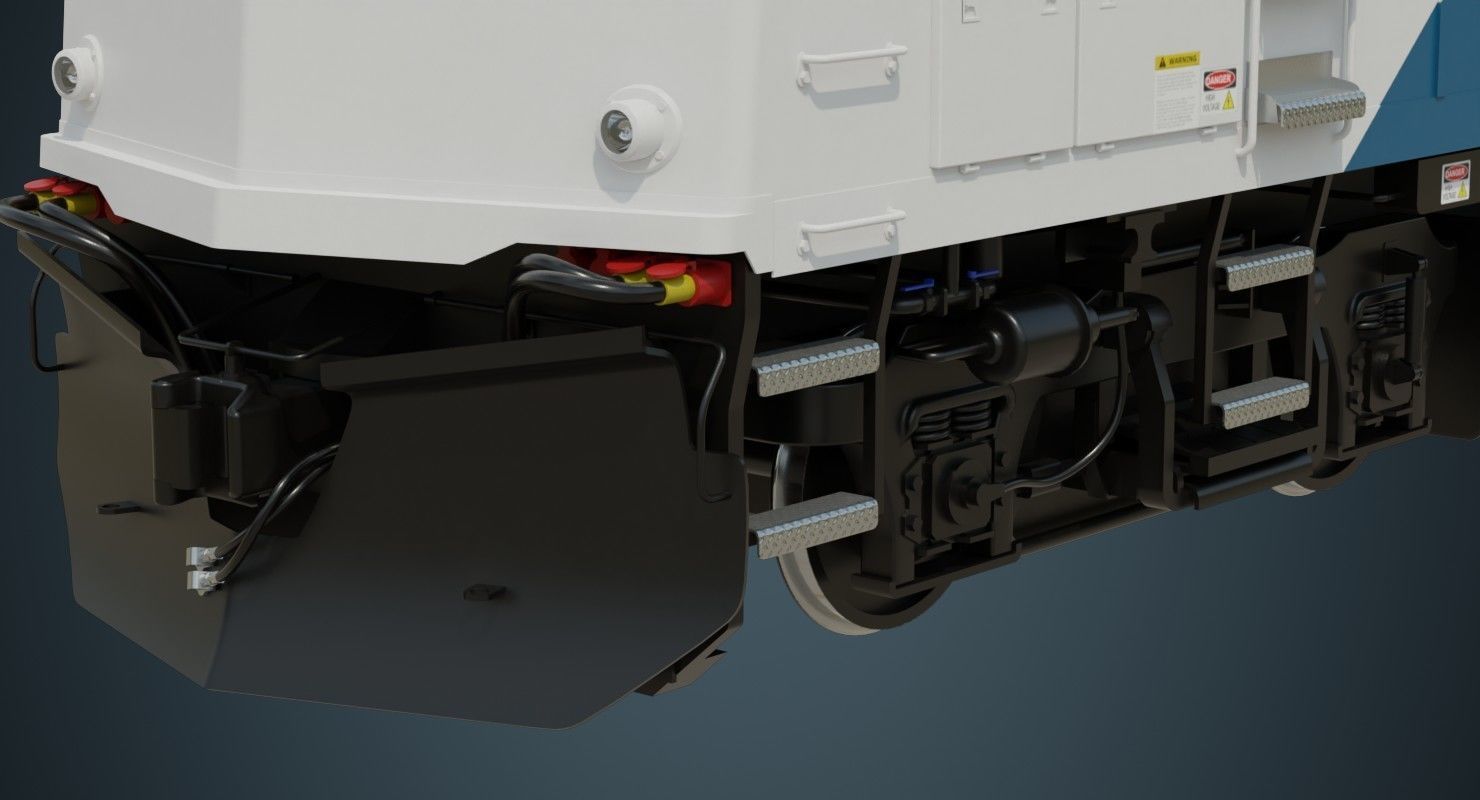 Locomotive And Railcar 1A Low-poly 3D model_7