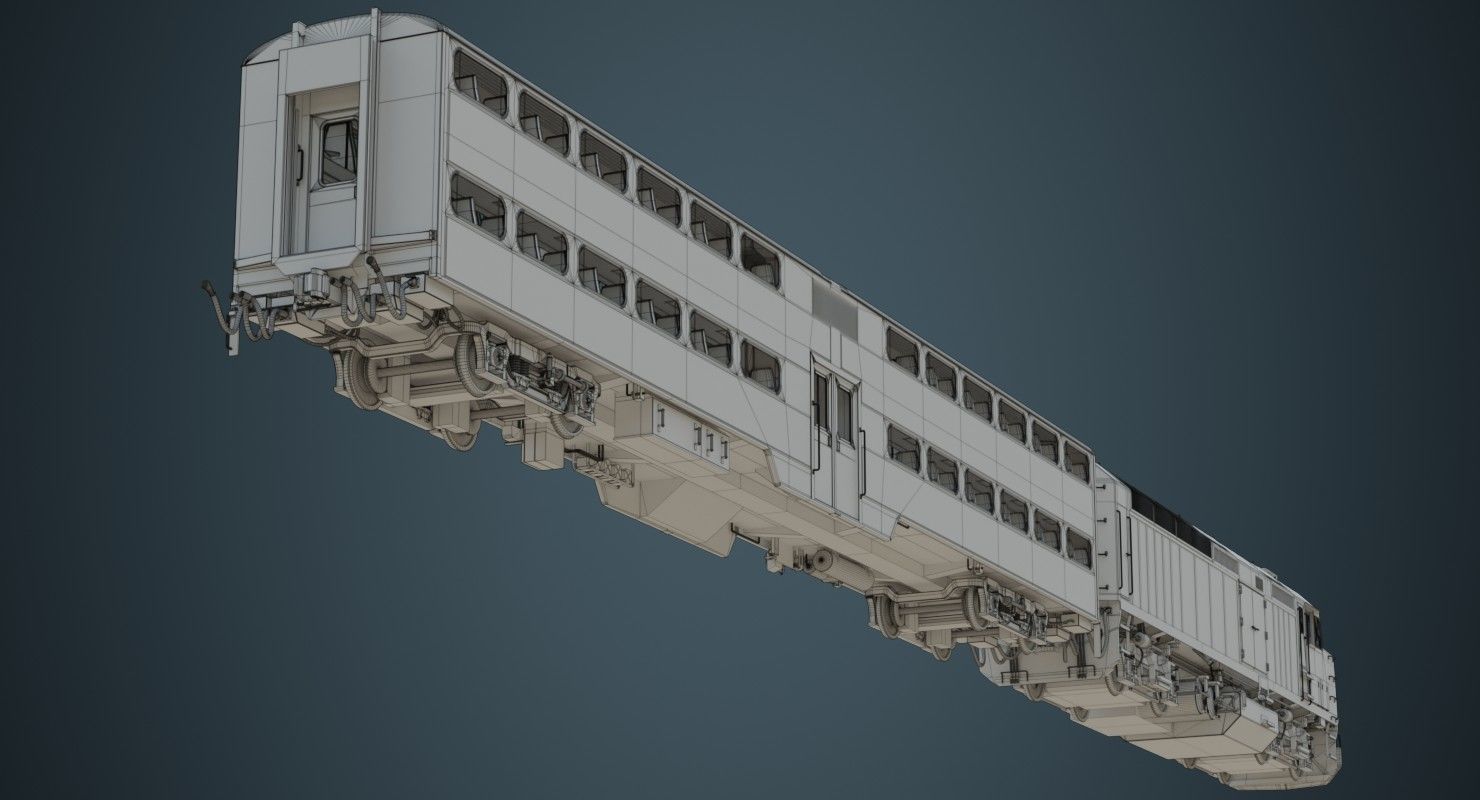 Locomotive And Railcar 1A Low-poly 3D model_25