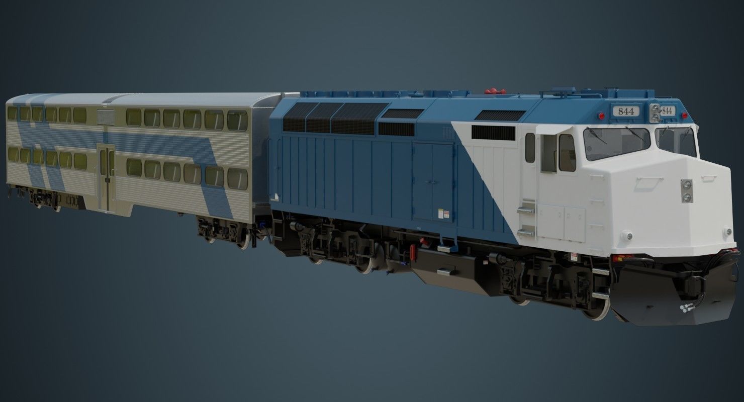 Locomotive And Railcar 1A Low-poly 3D model_1