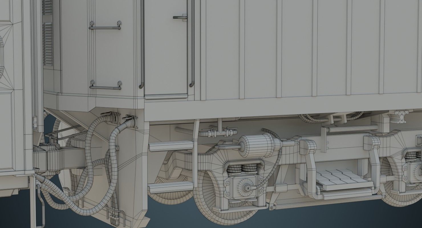 Locomotive And Railcar 1A Low-poly 3D model_29