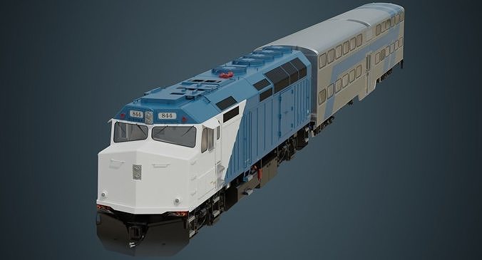 Locomotive And Railcar 1A Low-poly 3D model