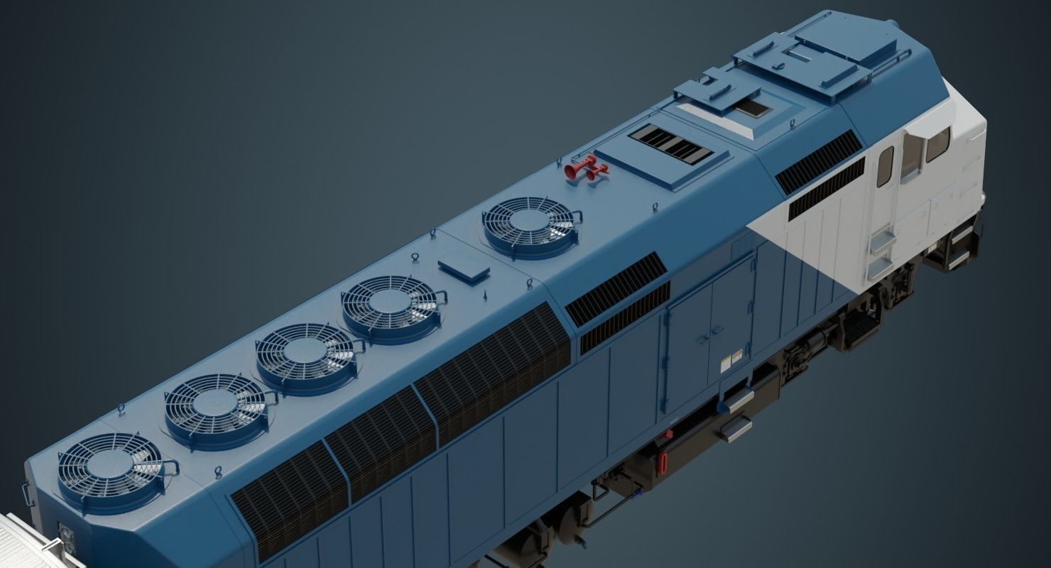 Locomotive And Railcar 1A Low-poly 3D model_2