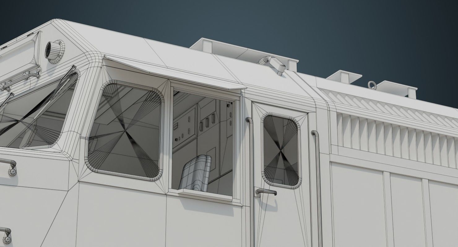 Locomotive And Railcar 1A Low-poly 3D model_28