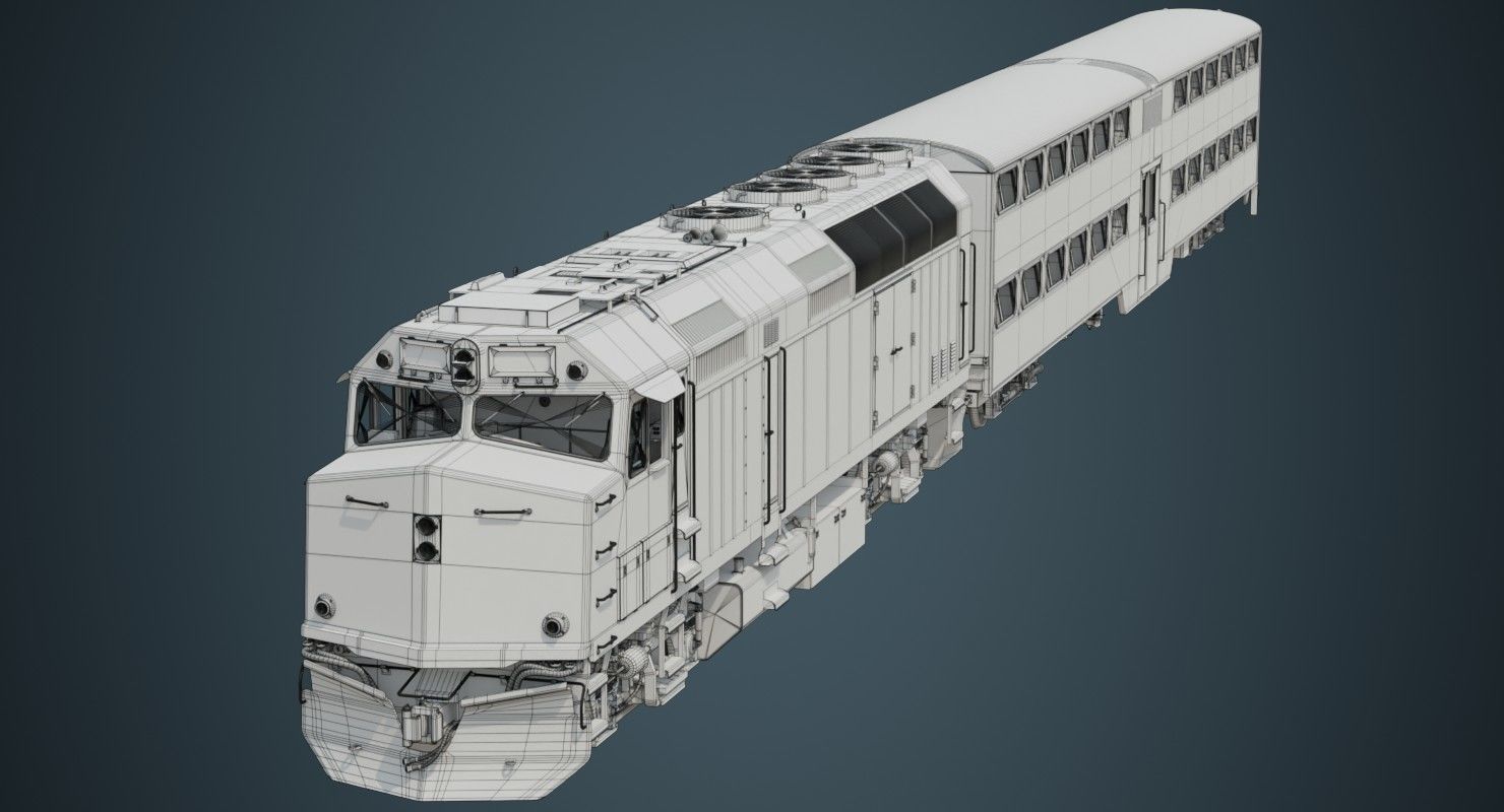 Locomotive And Railcar 1A Low-poly 3D model_24
