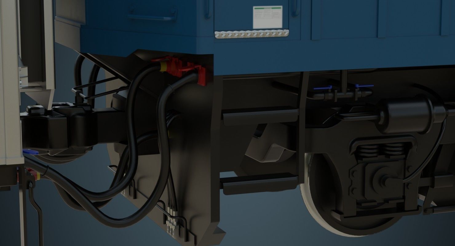 Locomotive And Railcar 1A Low-poly 3D model_12