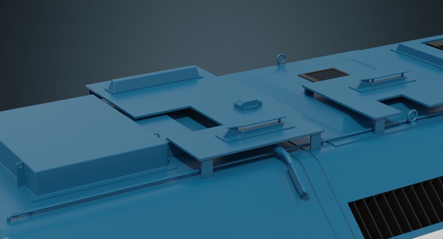 Locomotive And Railcar 1A Low-poly 3D model_9