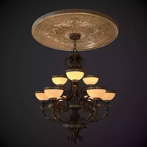Chandelier nine lights with Ceiling medallion