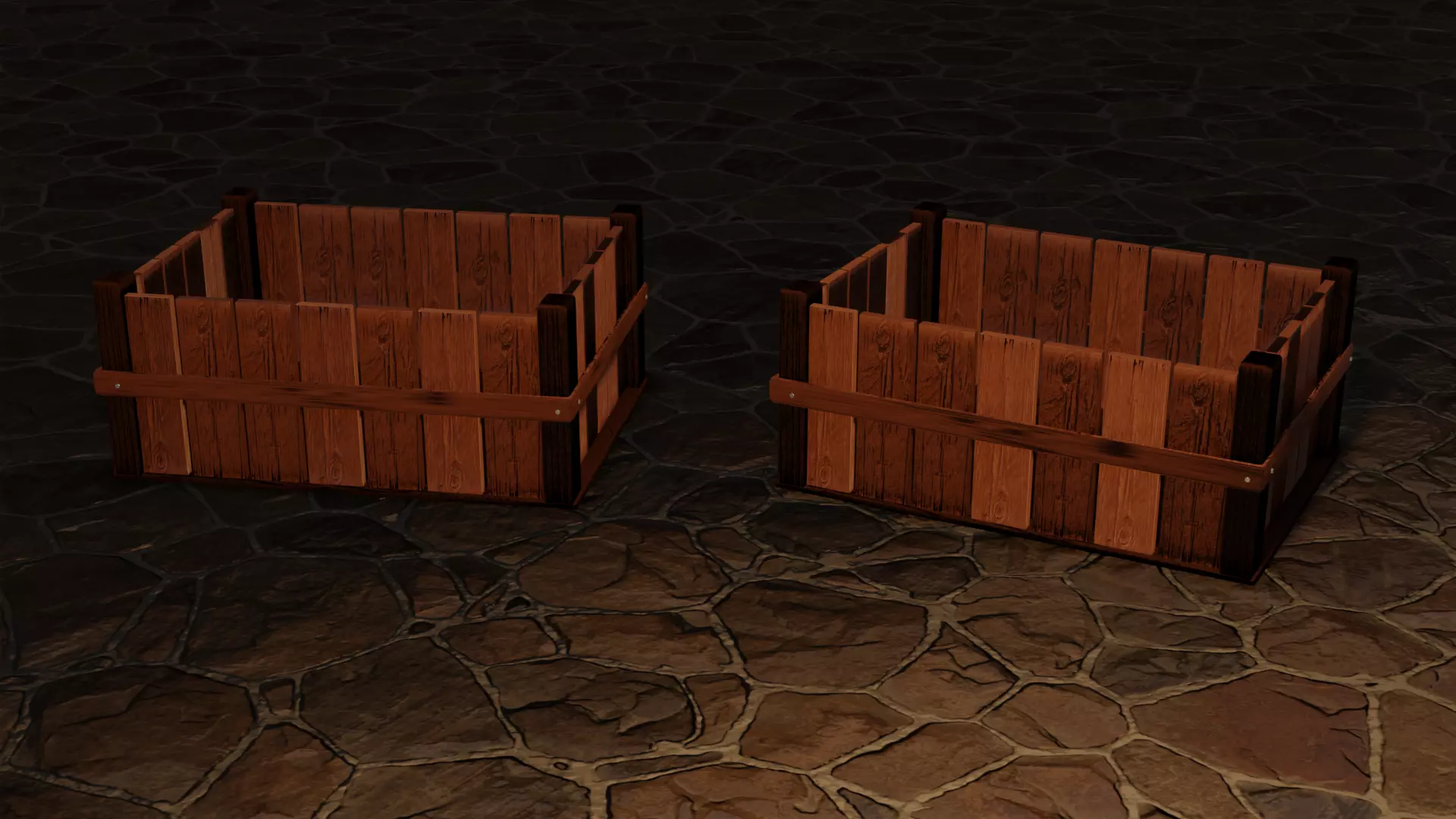 3d Wooden Box With Textures 3D model