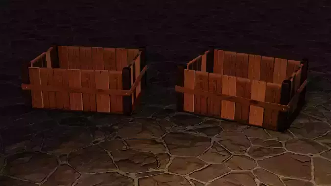 3d Wooden Box With Textures