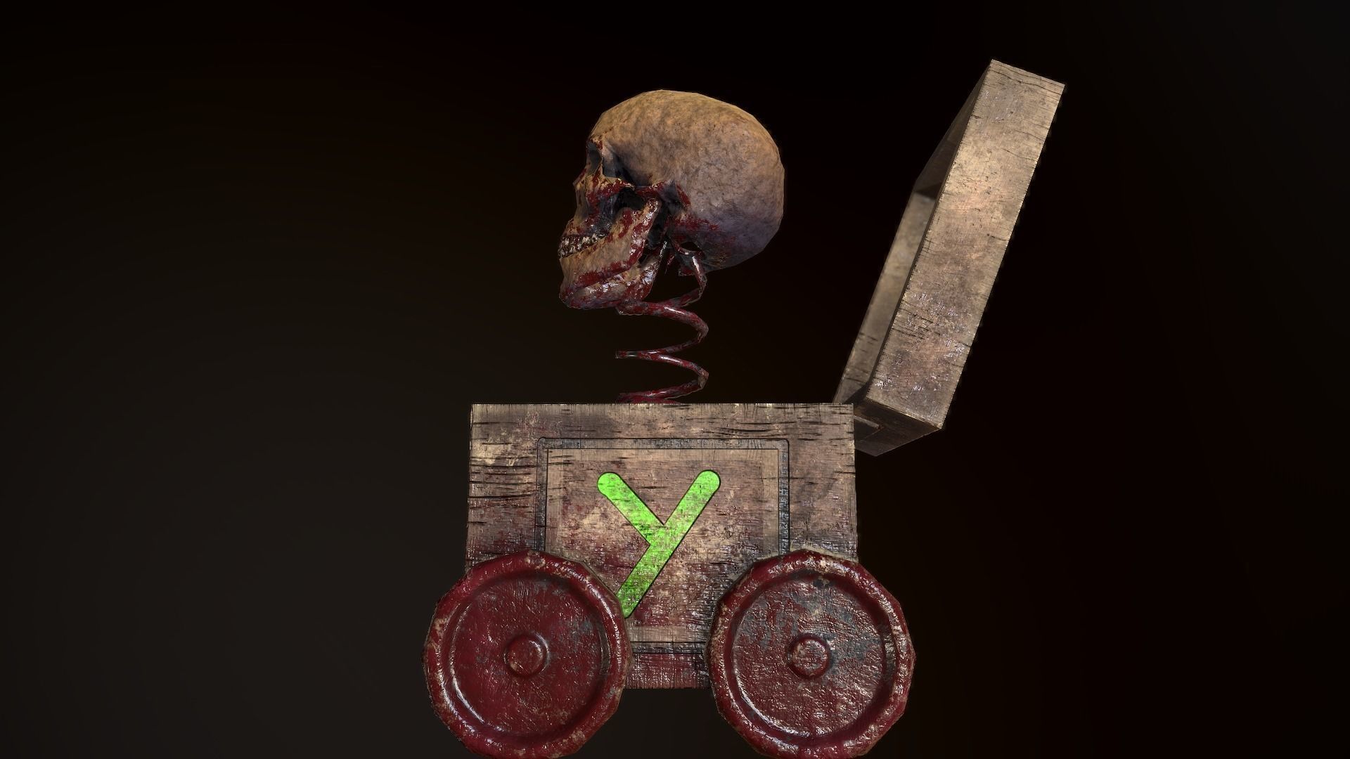 Skull-box horror character Low-poly 3D model_3
